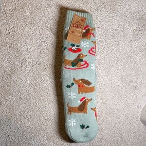 Fuzzy Babba Women's Dachshund Holiday Socks - Green